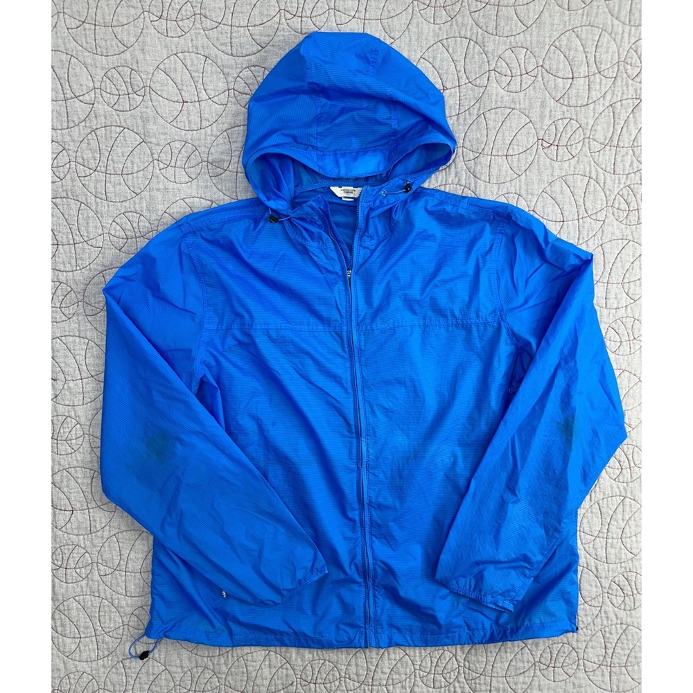 Lands' End Canvas Ultralight Windbreaker Jacket Blue Hooded Full Zip / Mens XL